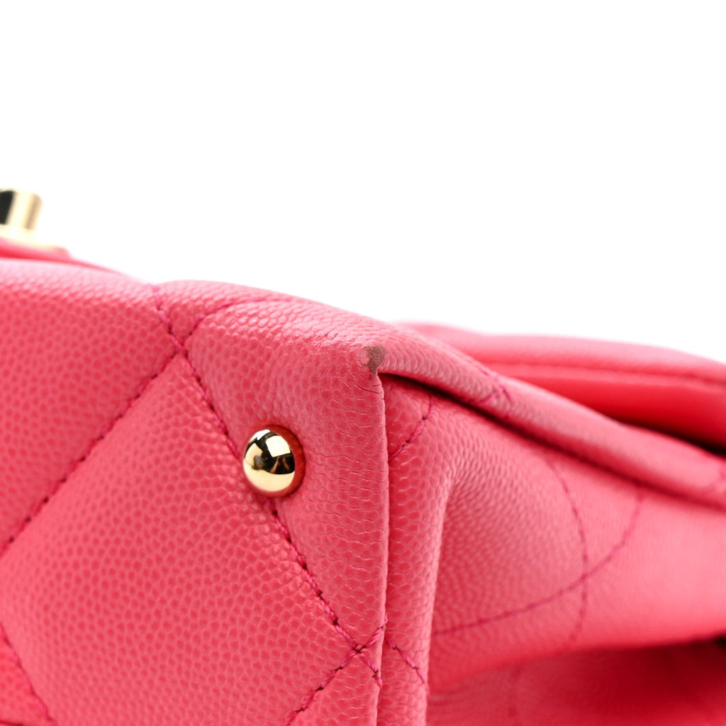 Chanel Caviar Quilted Mini Retro Twist Top Handle Flap Pink