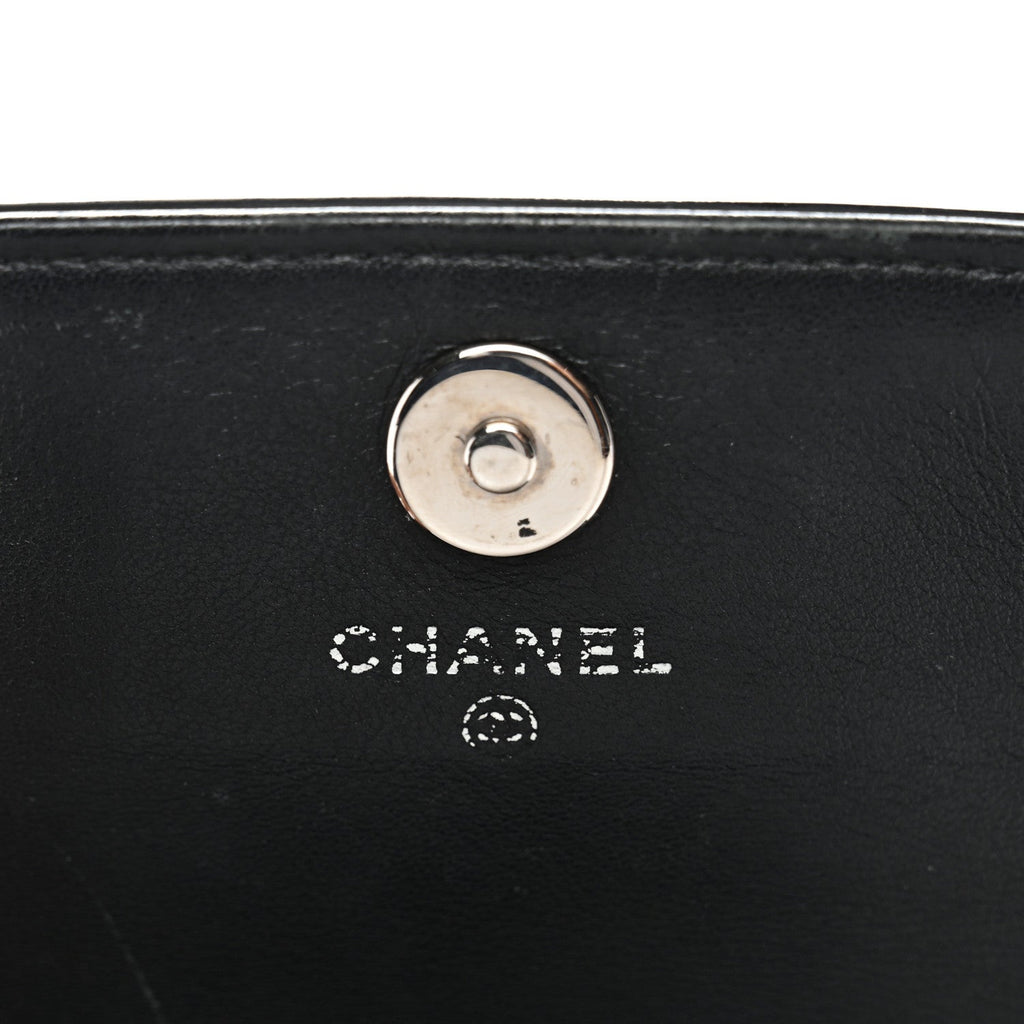 Chanel Patent CC Compact Wallet on Chain WOC Black