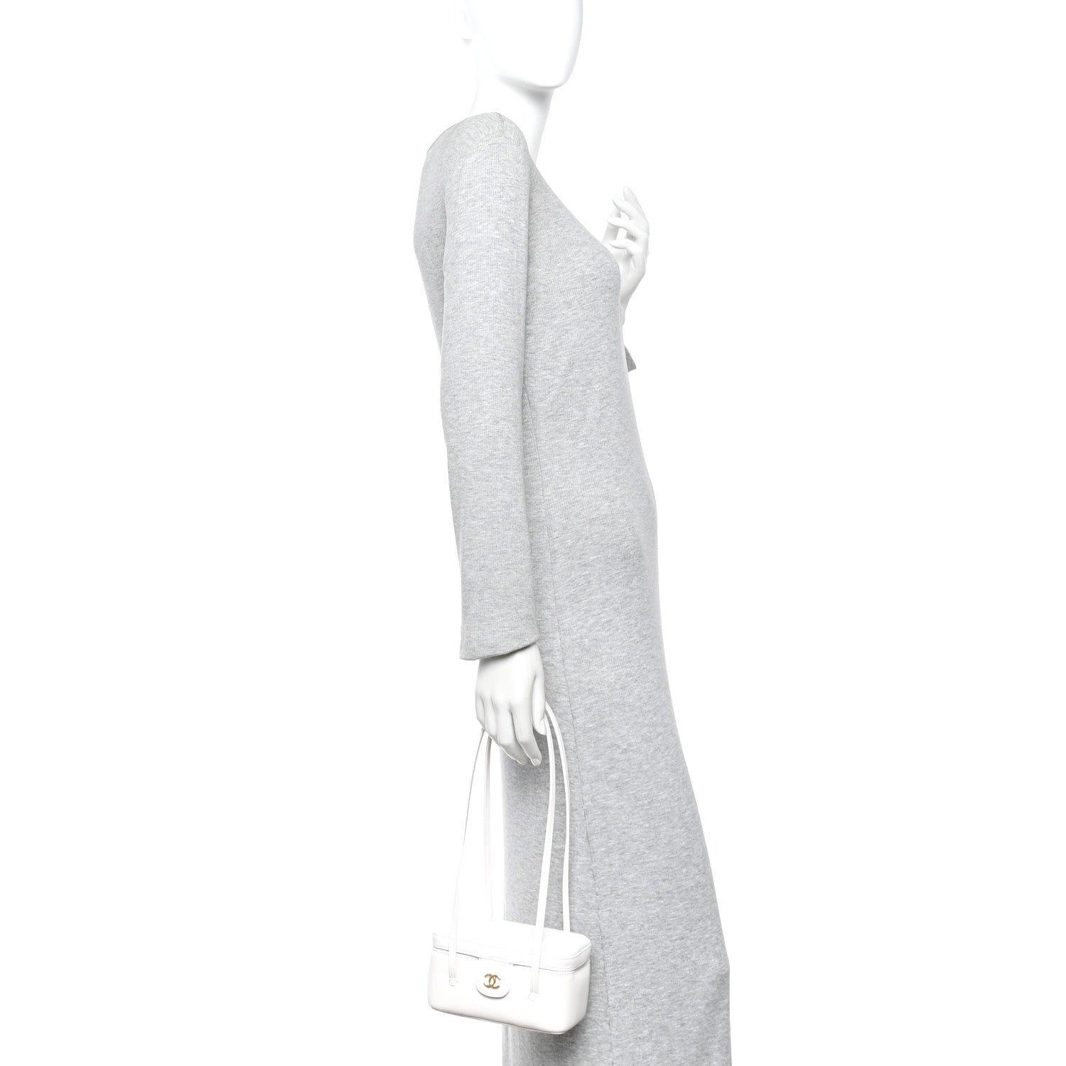 Chanel Shiny Caviar Preppy Coco Long Vanity With Strap White