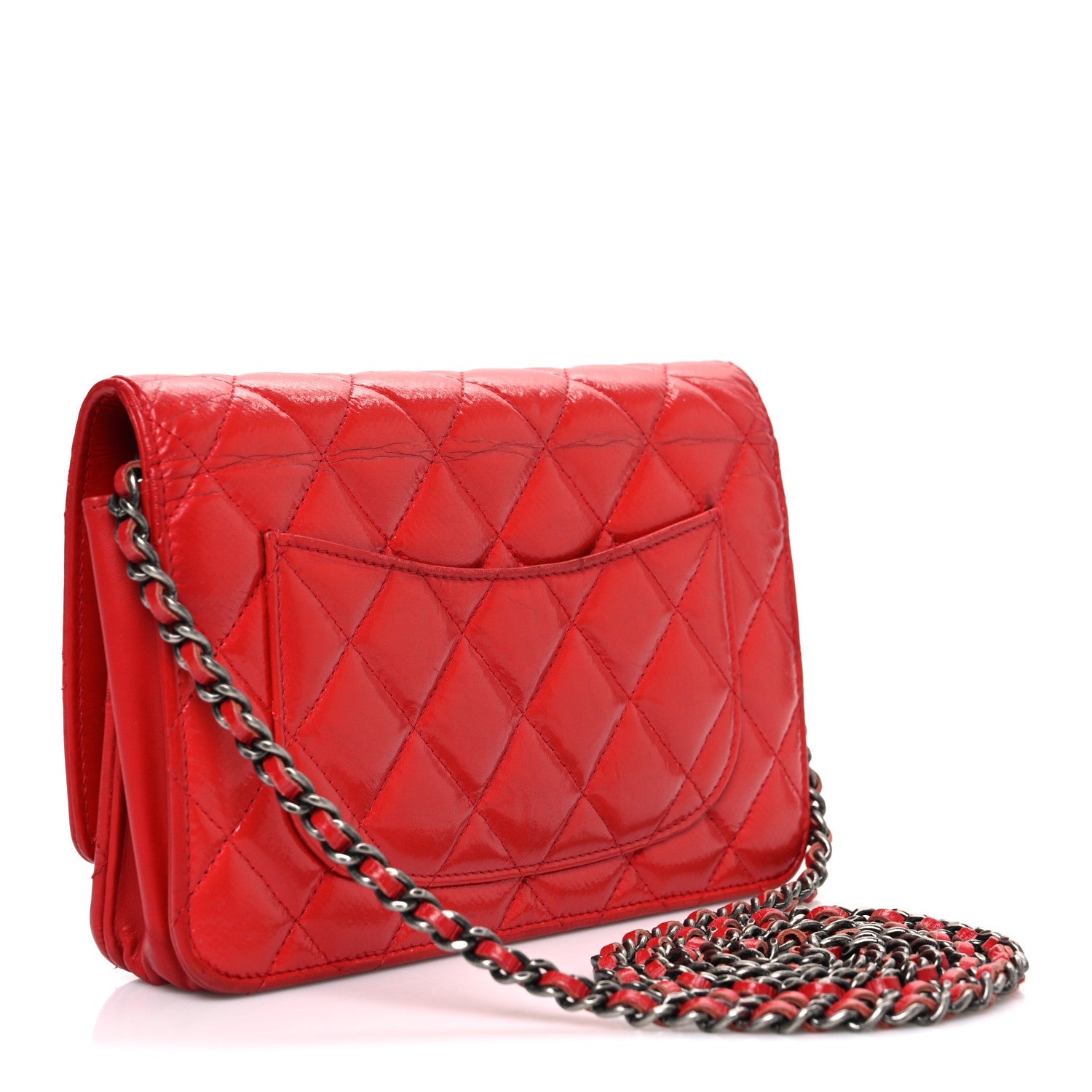 Chanel Glazed Calfskin Quilted Reissue Wallet On Chain WOC Red