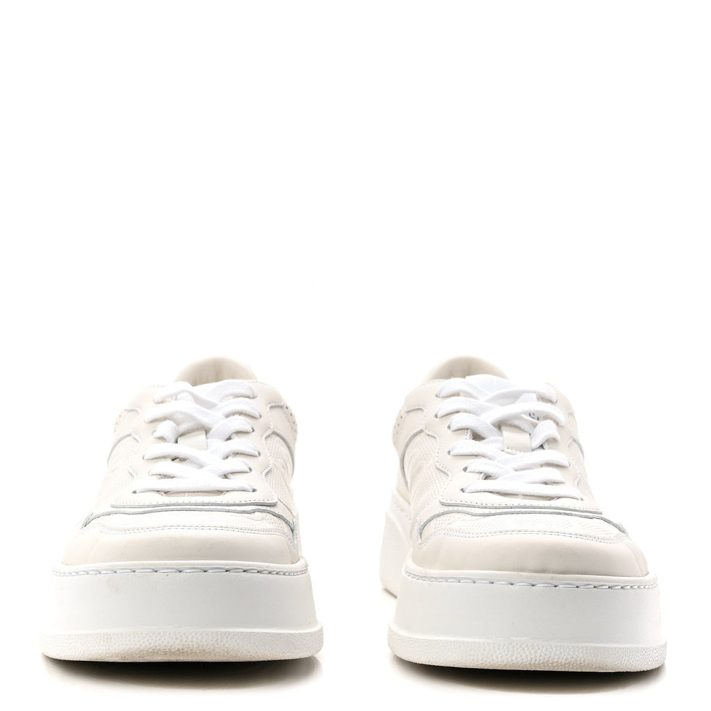 Gucci Calfskin GG Tennis Embossed Perforated Womens Platform 55mm Sneakers 39 Great White