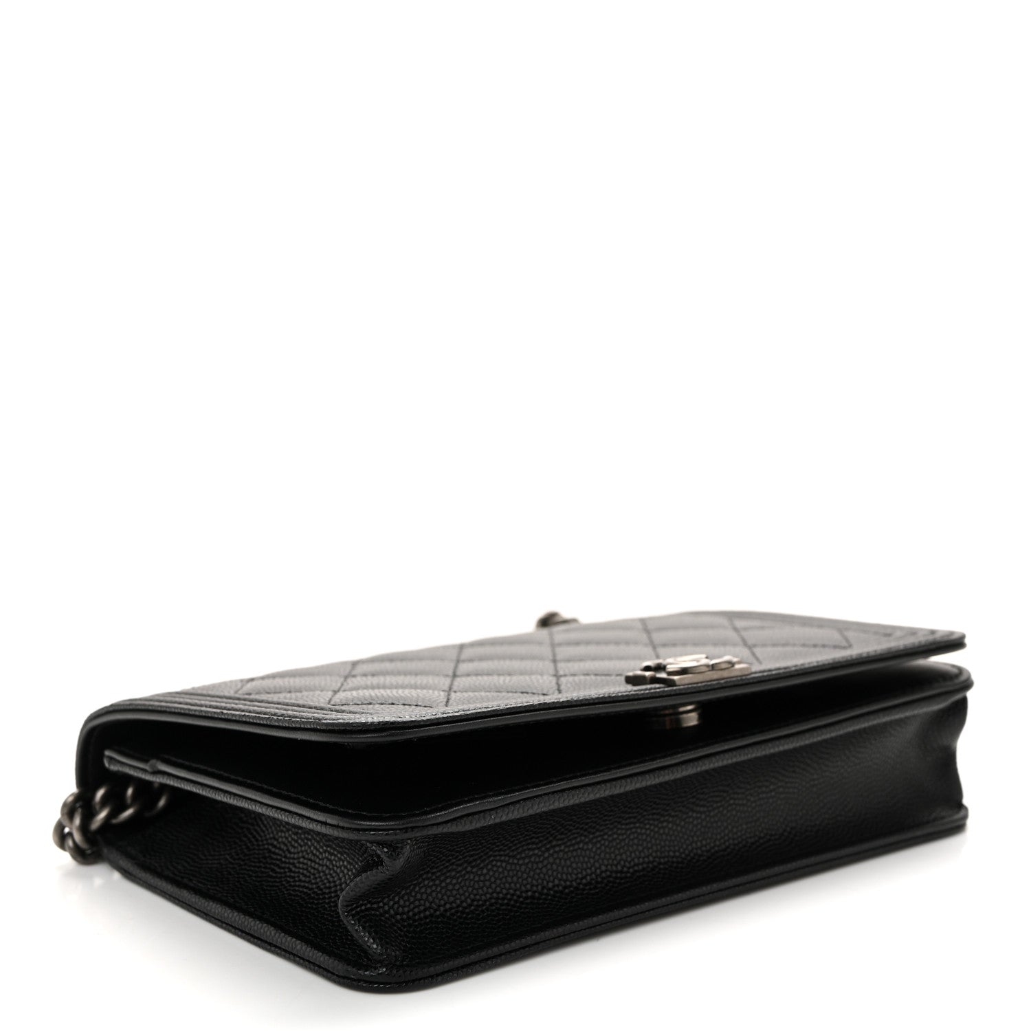 Chanel Caviar Quilted Boy Wallet On Chain WOC Black