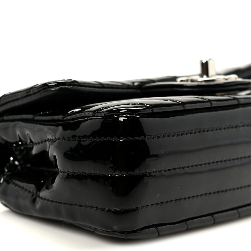 Chanel Patent Calfskin Chevron Quilted Extra Mini Flap Black
