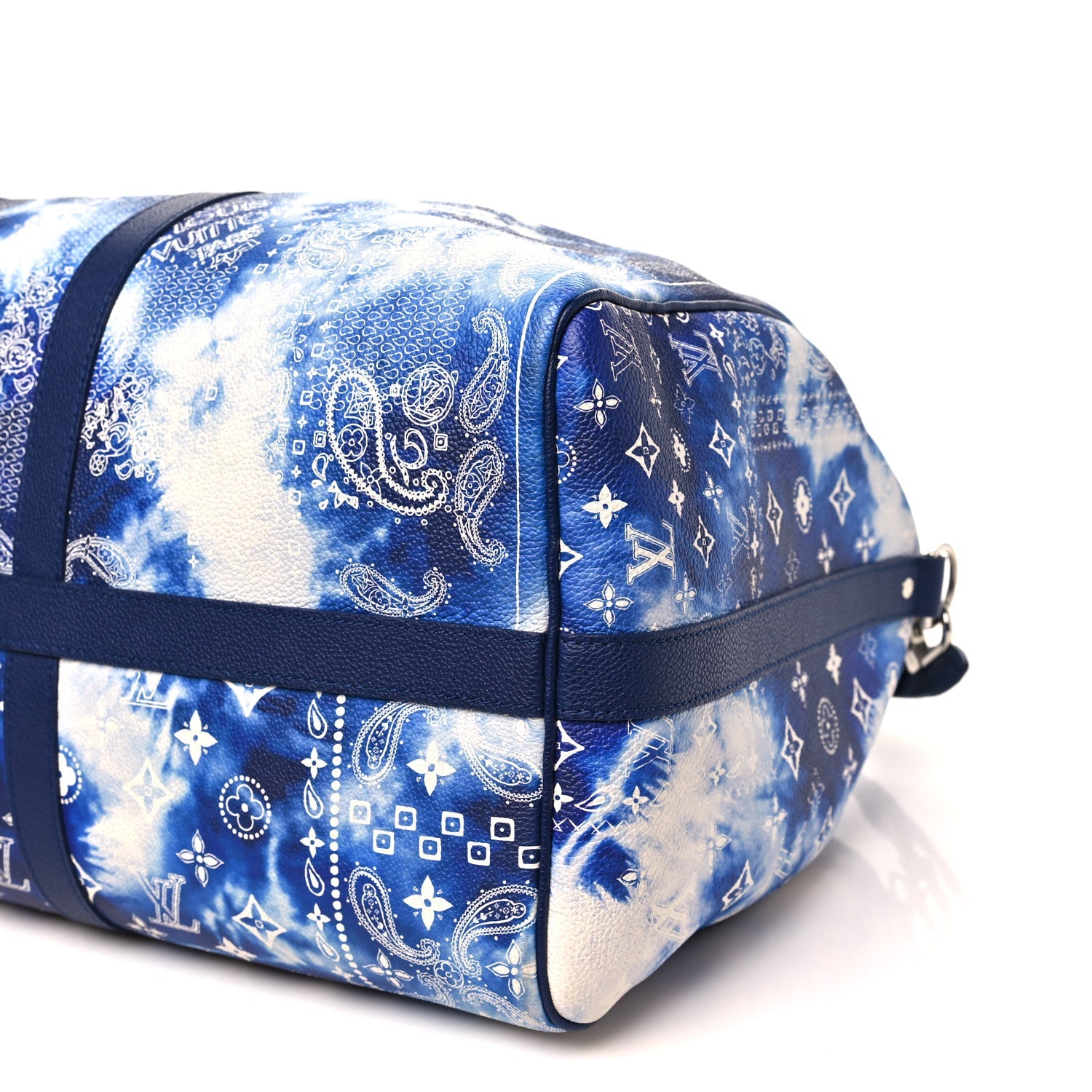 Louis Vuitton Cowhide Monogram Bandana Keepall Bandouliere 50 Blue
