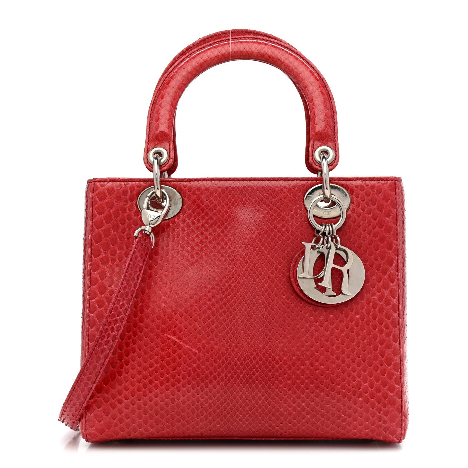 Christian Dior Snakeskin Medium Lady Dior Pink