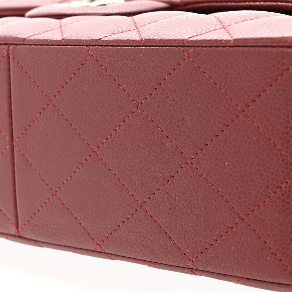 Chanel Caviar Quilted Jumbo Double Flap Dark Red