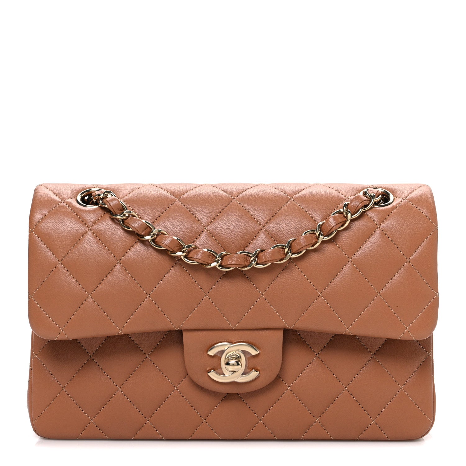 Chanel Lambskin Quilted Small Double Flap Brown