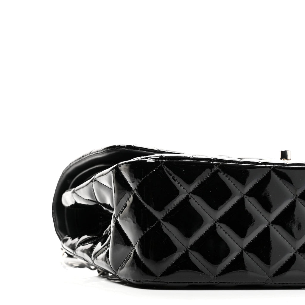 Chanel Patent Quilted Jumbo Double Flap Black
