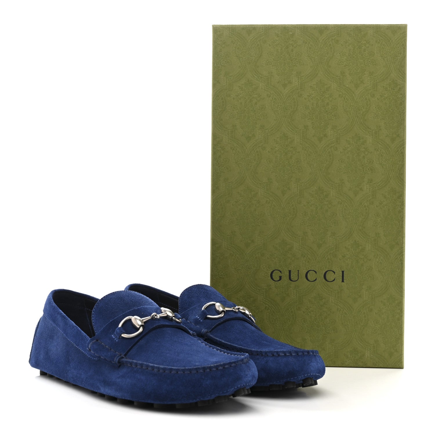 Gucci Suede Mens Horsebit Driver Loafers 8 Royale