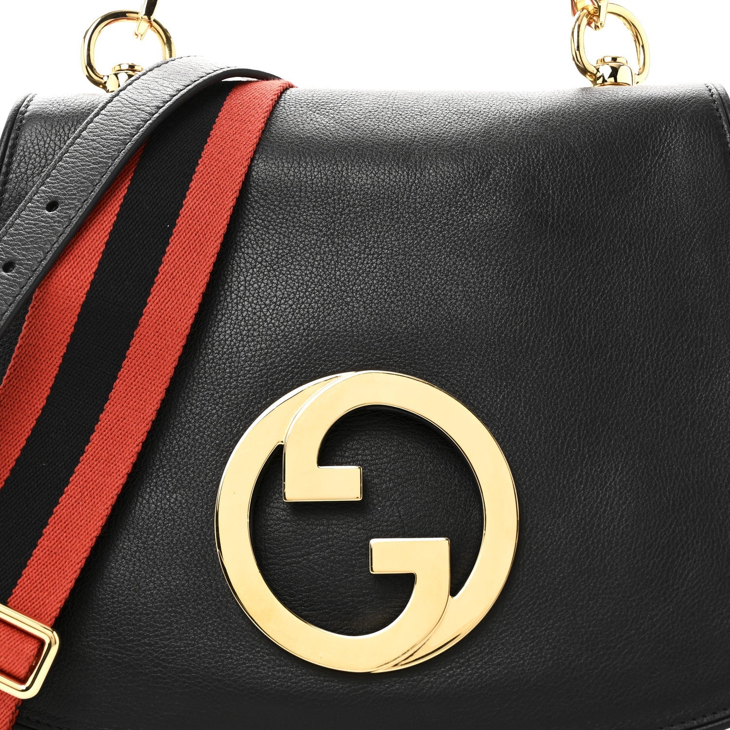 Gucci Roxy Calfskin Web Medium Studded Blondie Shoulder Flap Bag Black