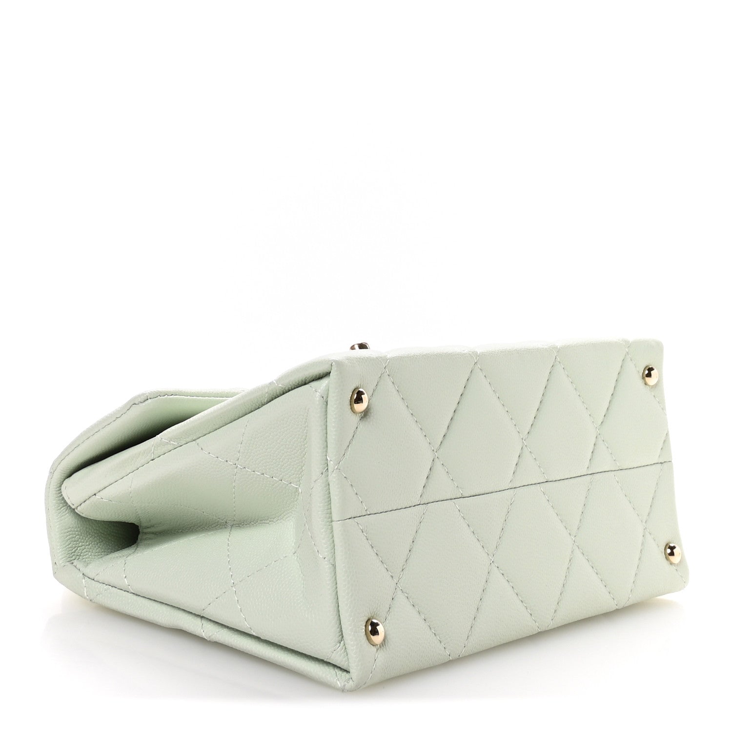Chanel Caviar Quilted Retro Medium Twist Top Handle Clutch Light Green