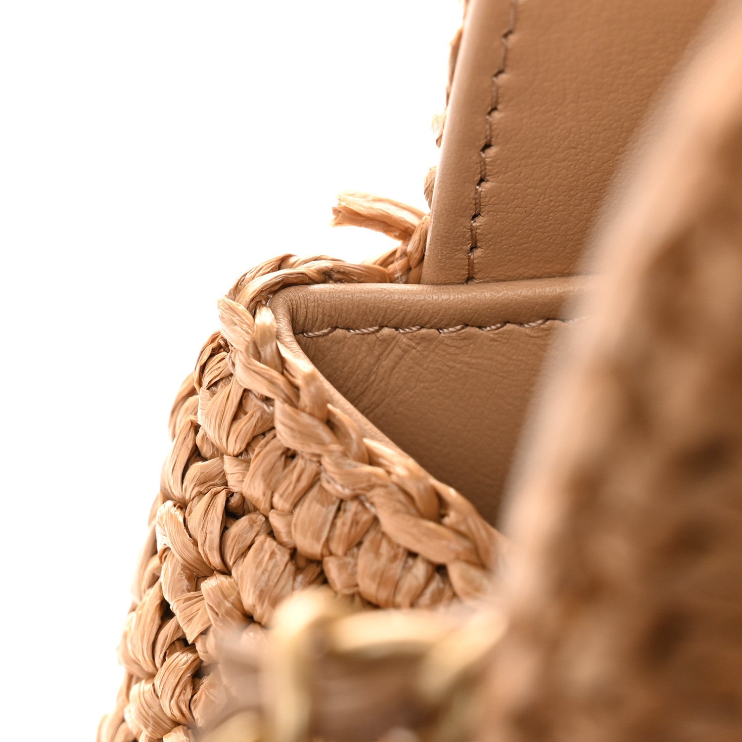 Chanel Braided Raffia Nano Kelly Flap Bag Dark Beige