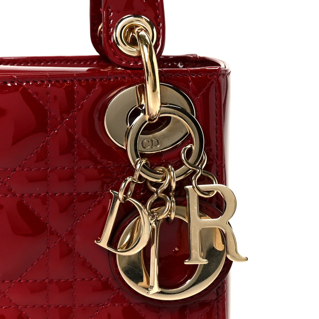 Christian Dior Patent Cannage Mini Lady Dior Red