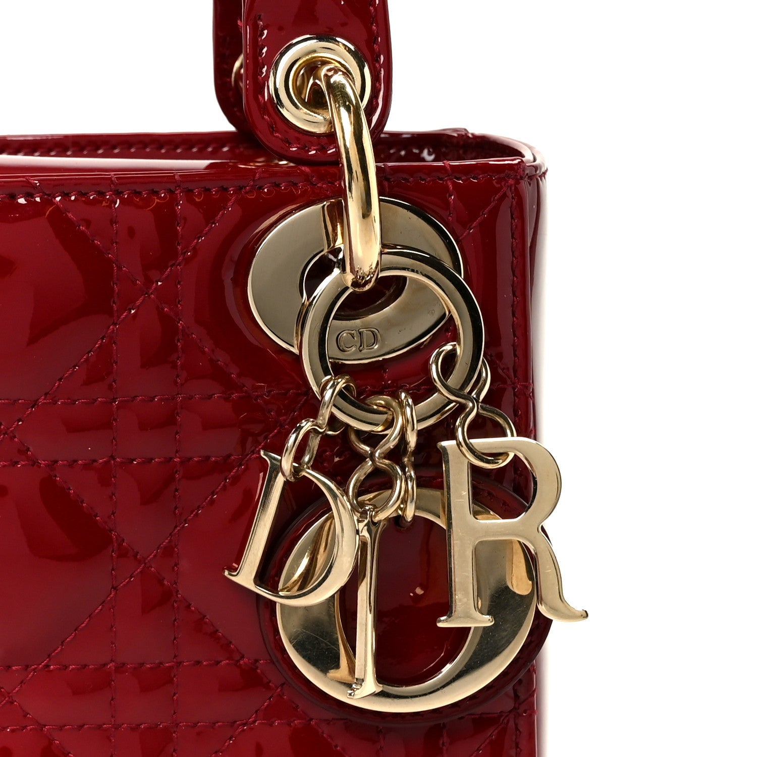 Christian Dior Patent Cannage Mini Lady Dior Red