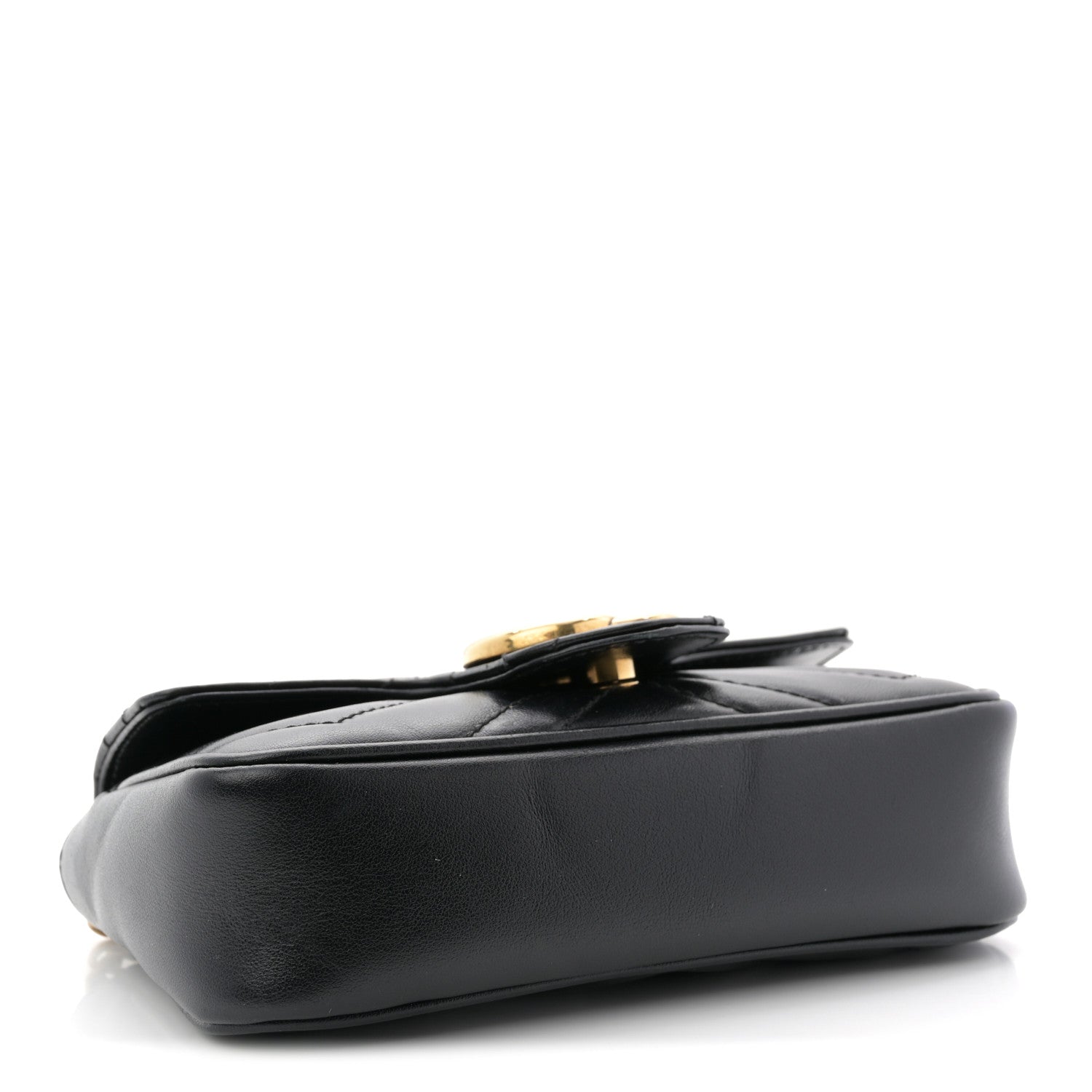Gucci Calfskin Matelasse Super Mini GG Marmont Shoulder Bag Black