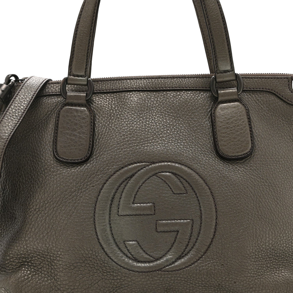 Gucci Metallic Cellarius Calfskin Small Soho Top Handle Satchel Sasso