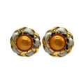 Vintage Chanel Orange Synthetic Pearl Leather & Chain Earrings