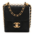Chanel Lambskin Quilted Chic Pearls Flap Black