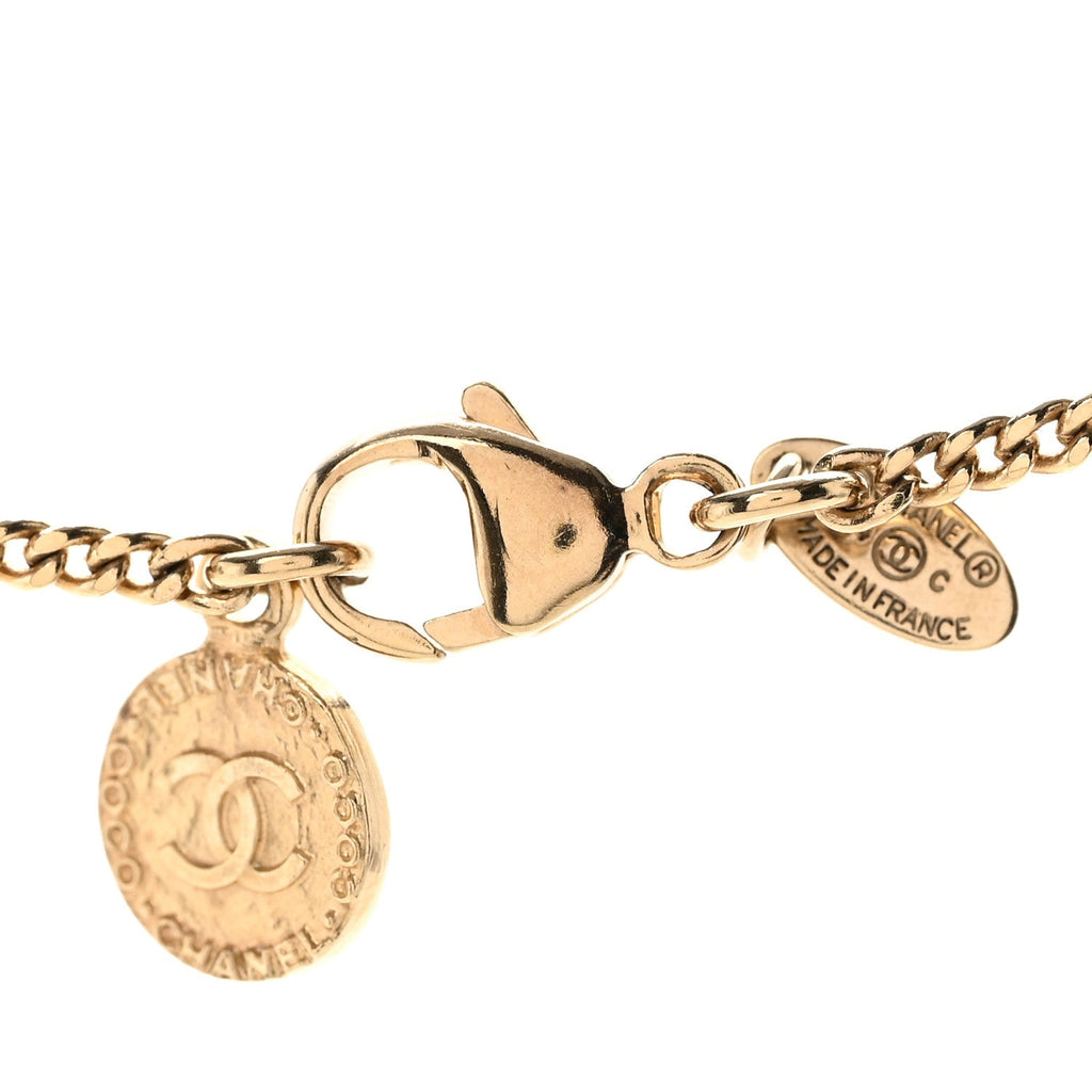 Chanel Tweed Effect CC Necklace Gold