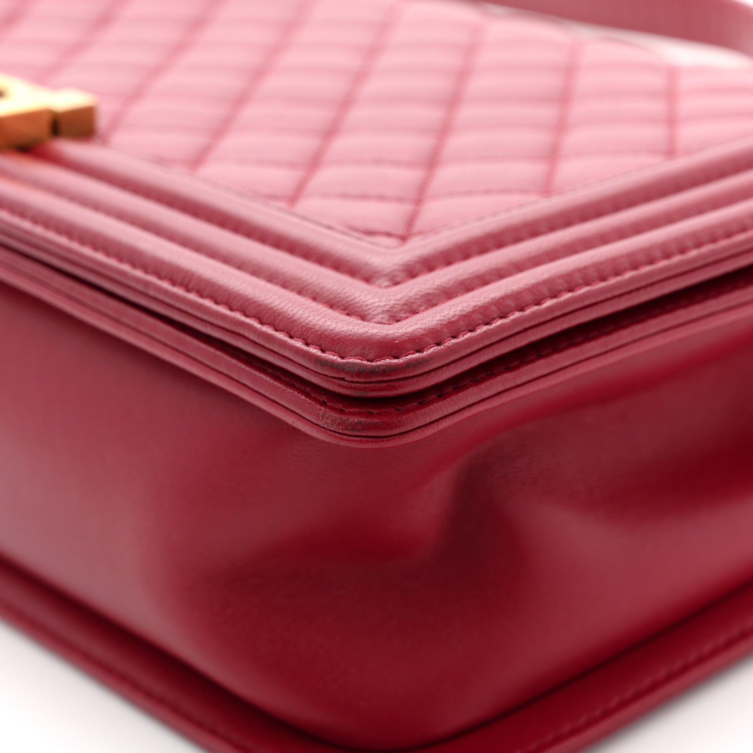 Chanel Lambskin Quilted New Medium Boy Flap Dark Red