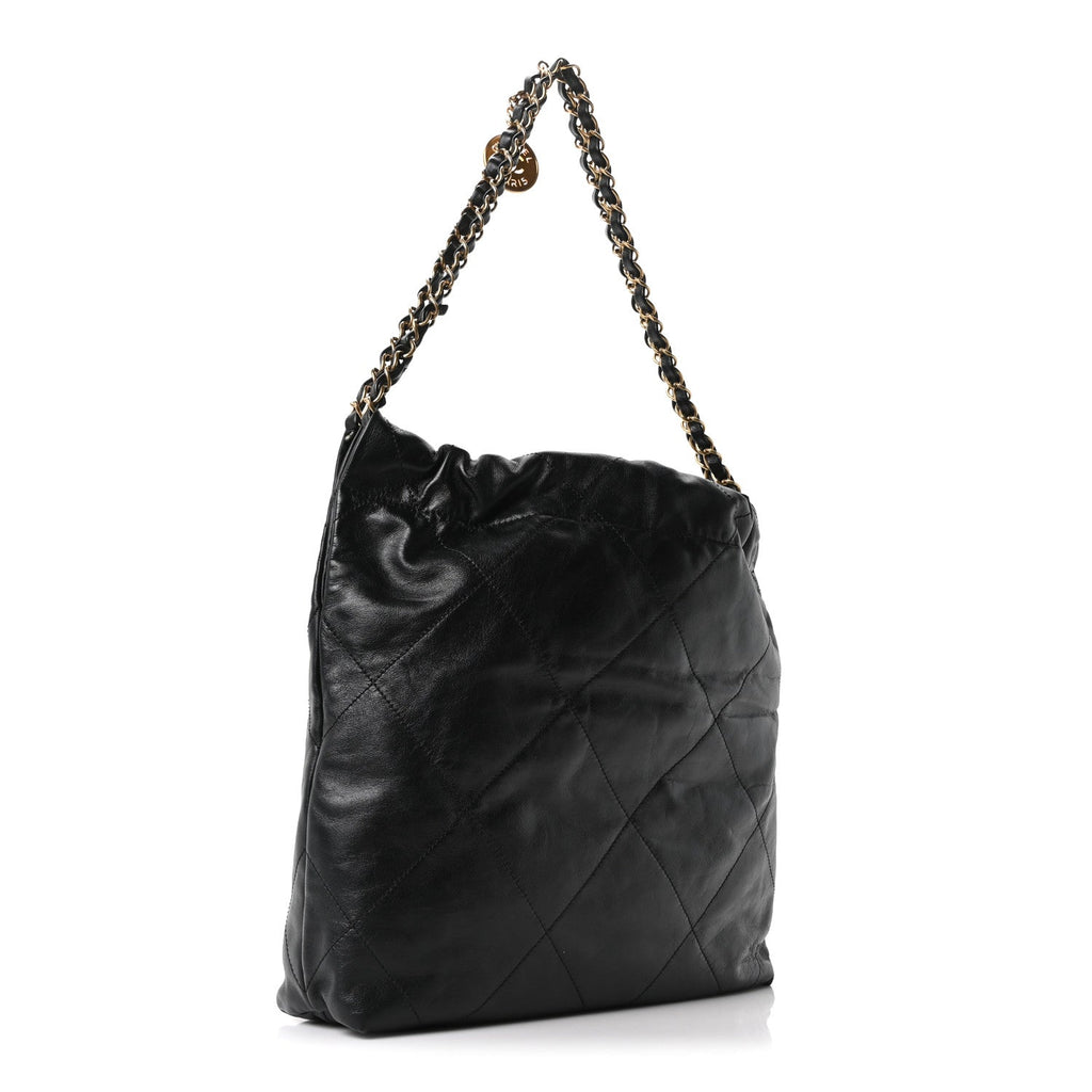 Chanel Shiny Calfskin Quilted Small Chanel 22 Black