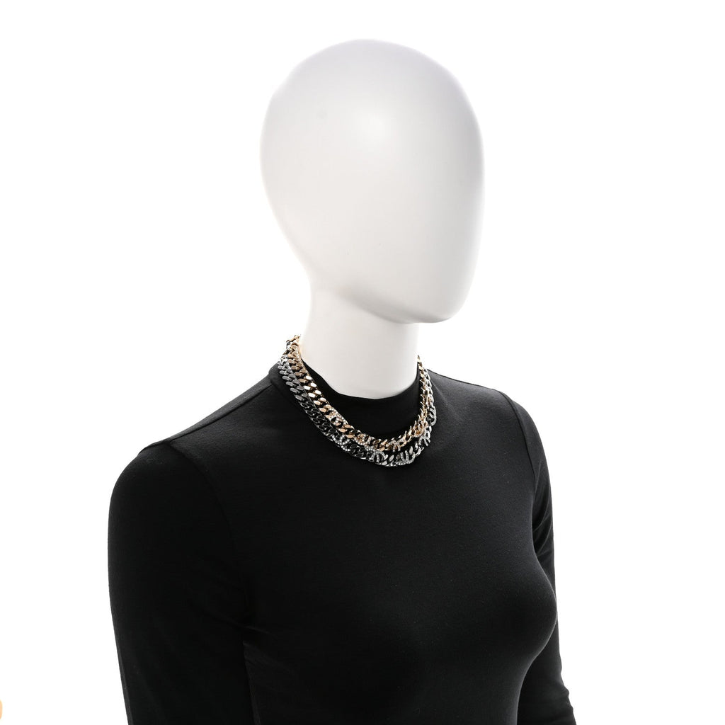 Crystal Chain CC Link Choker Gold Ruthenium