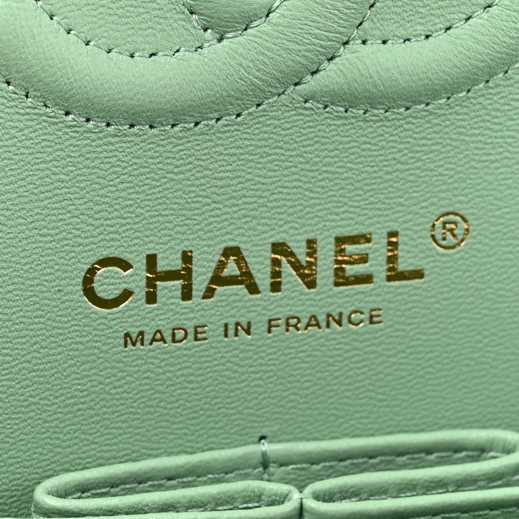 Chanel Caviar Quilted Small Double Flap Light Green