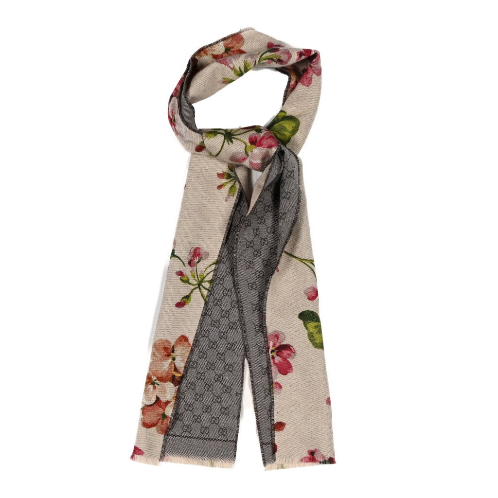 Gucci Wool GG Monogram Miniorophin Scarf Beige