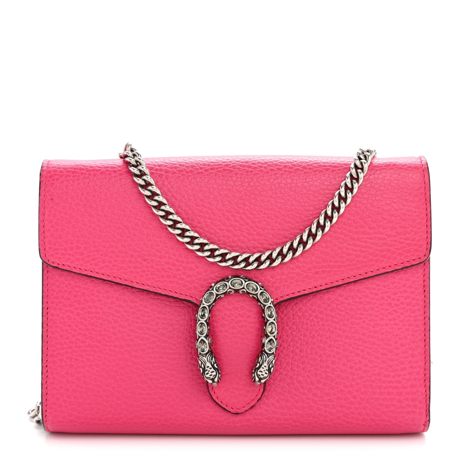 Gucci Dollar Calfskin Crystal Mini Dionysus Chain Wallet Box Pink