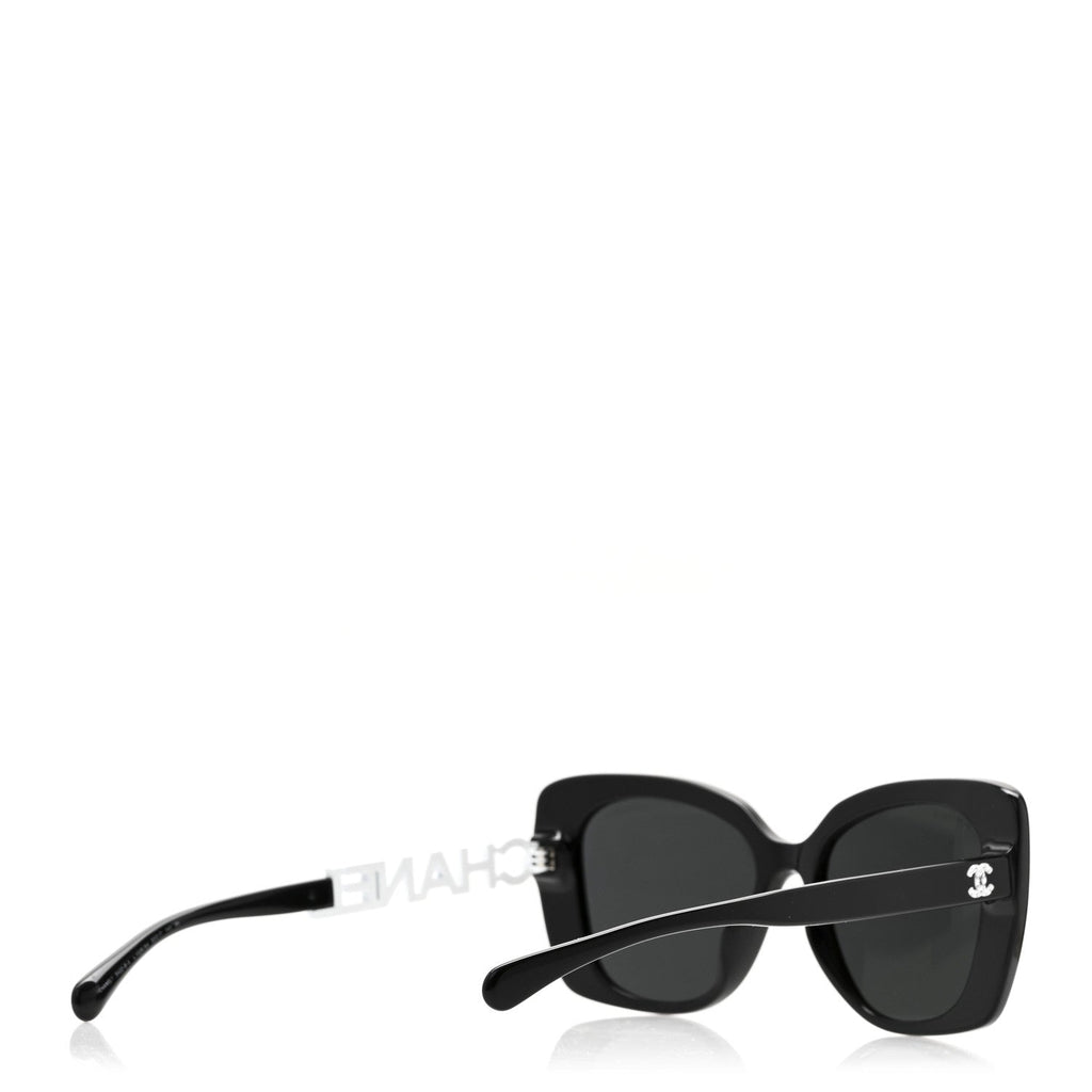 Acetate Strass Square Sunglasses 5422-B-A Black White