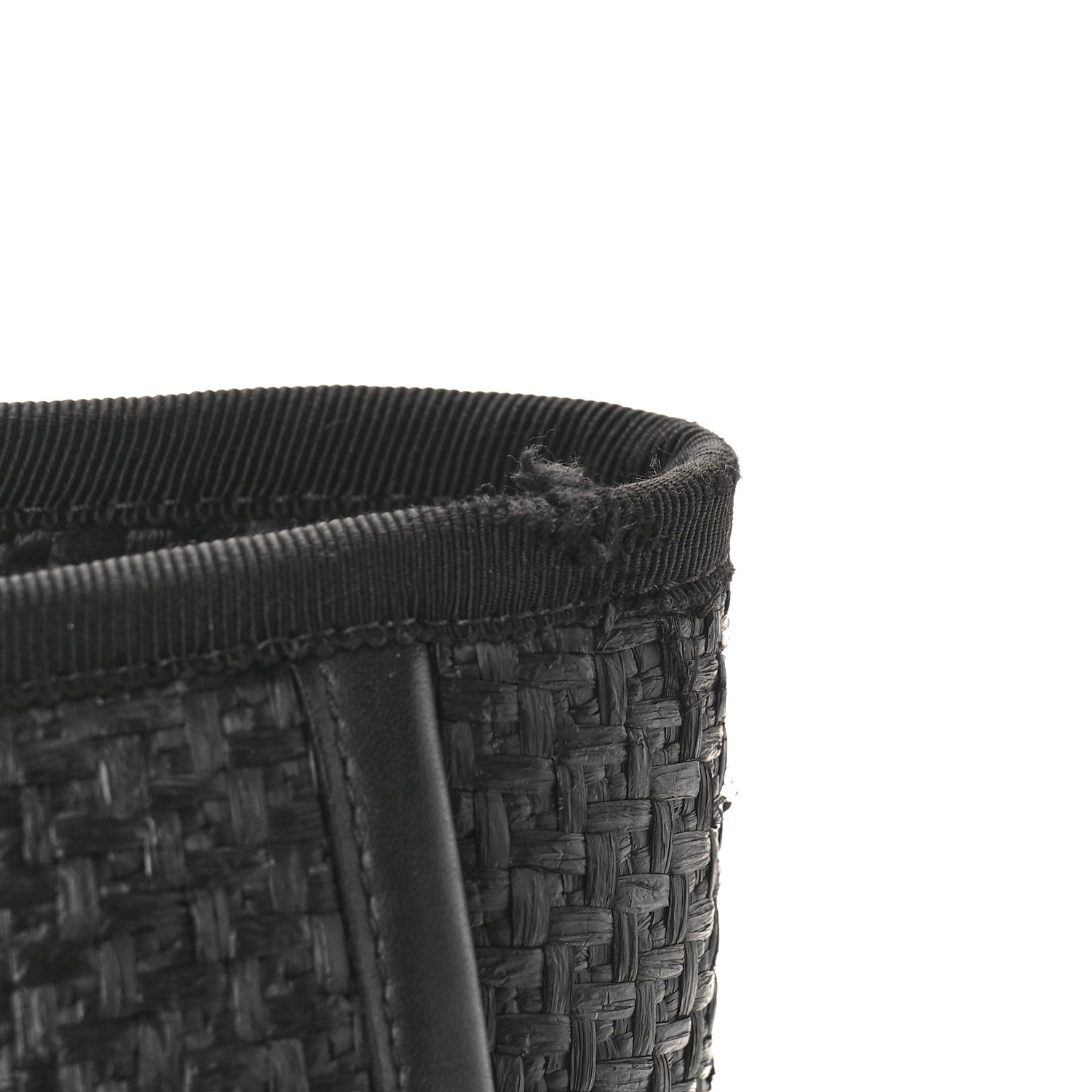 Chanel Straw Raffia Calfskin Chain Small Deauville Tote Black