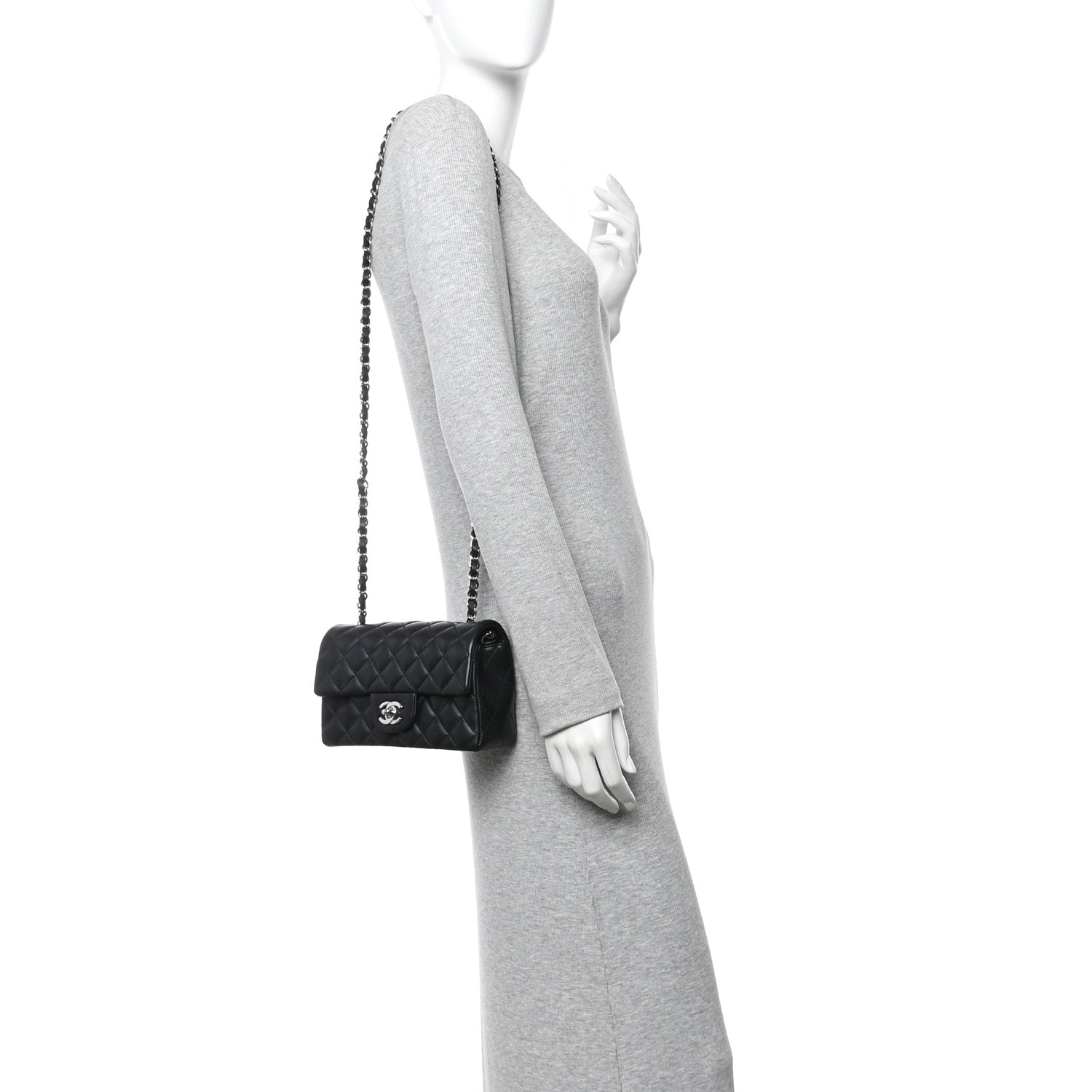 Chanel Lambskin Quilted Mini Rectangular Flap Black