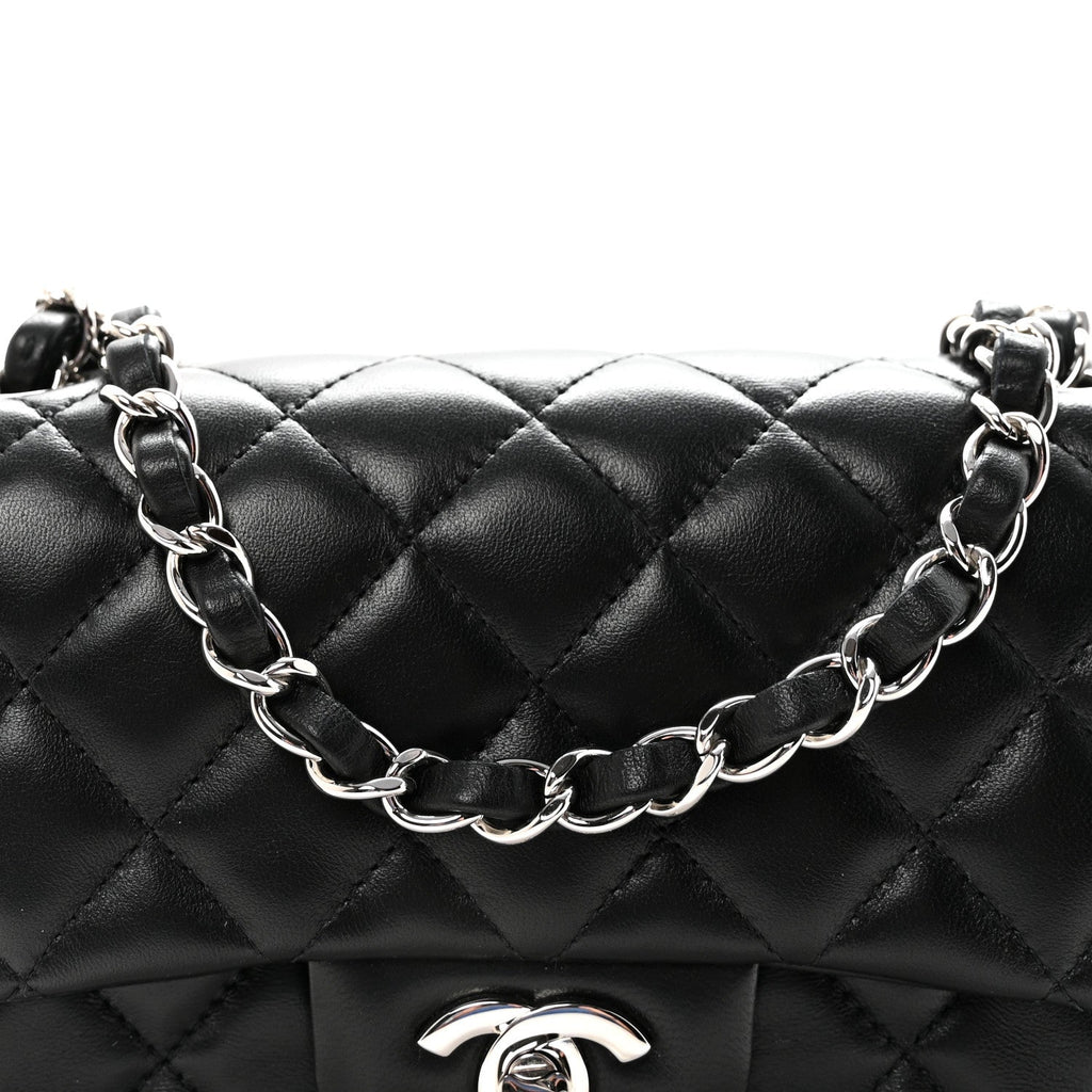 Chanel Lambskin Quilted Mini Rectangular Flap Black