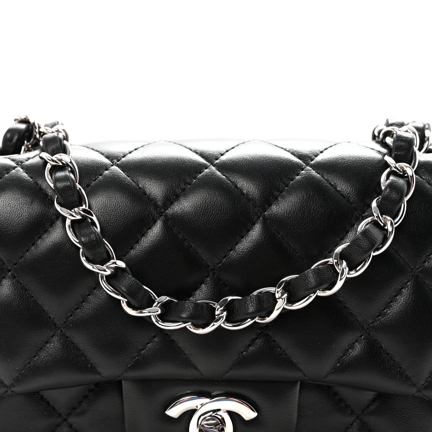 Chanel Lambskin Quilted Mini Rectangular Flap Black
