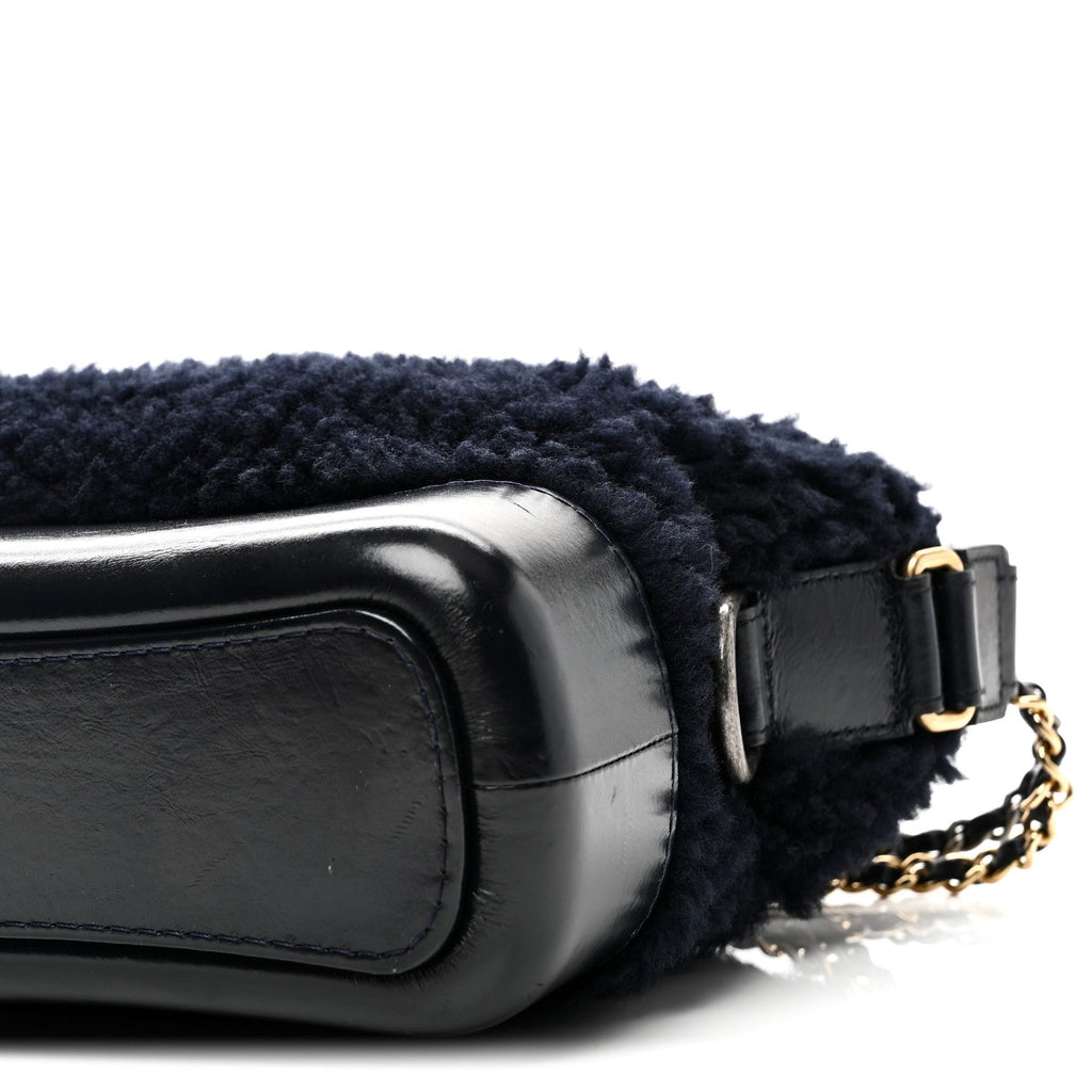 Chanel Shearling Small Gabrielle Hobo Navy