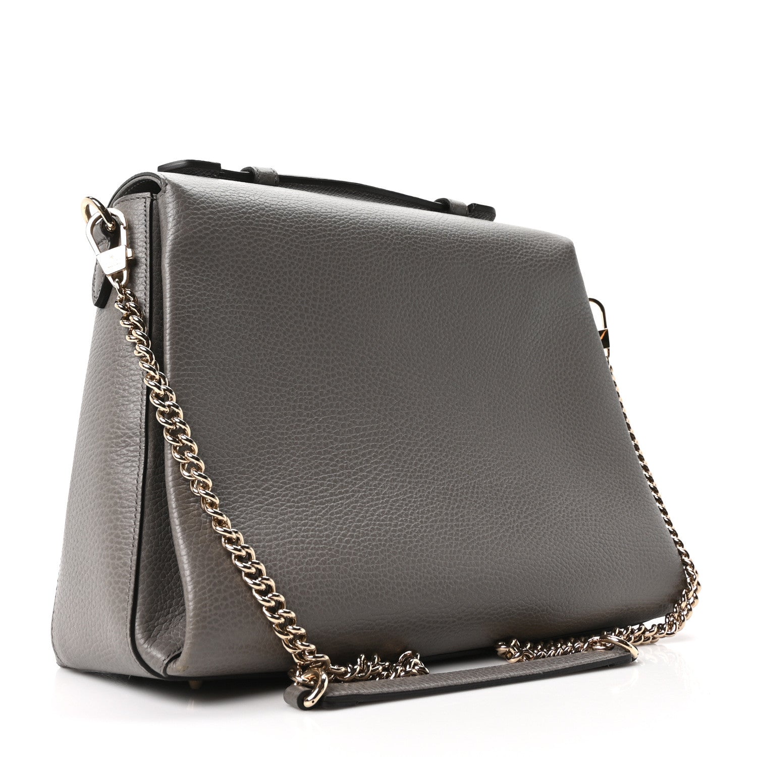 Gucci Dollar Calfskin Medium Interlocking G Top Handle Shoulder Bag Loess