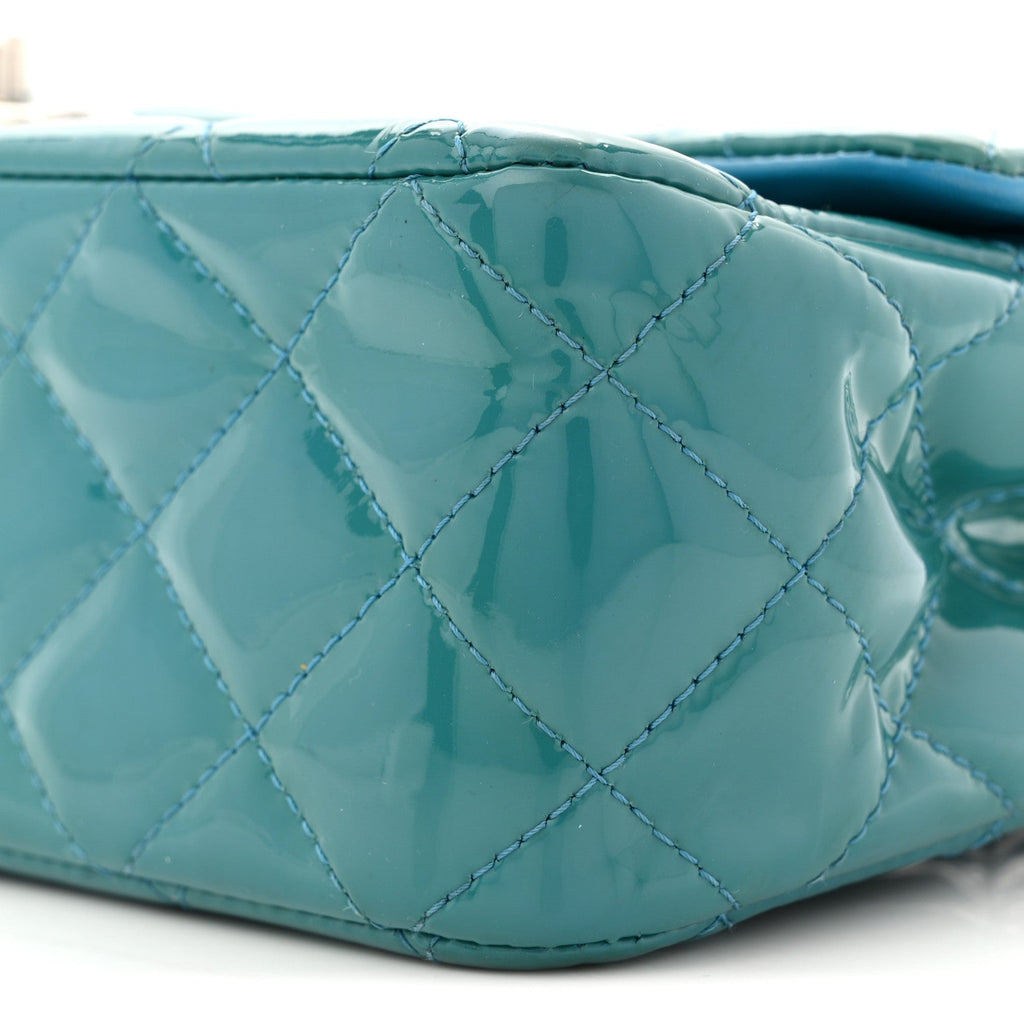 Chanel Patent Quilted Medium Double Flap Turquoise