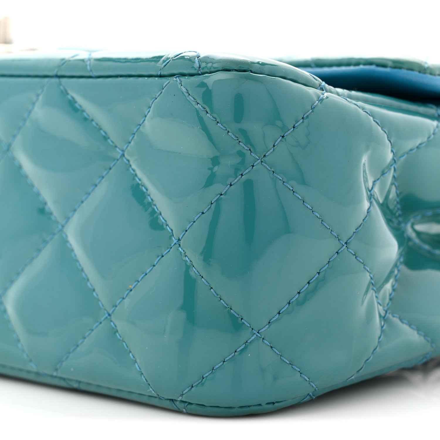 Chanel Patent Quilted Medium Double Flap Turquoise