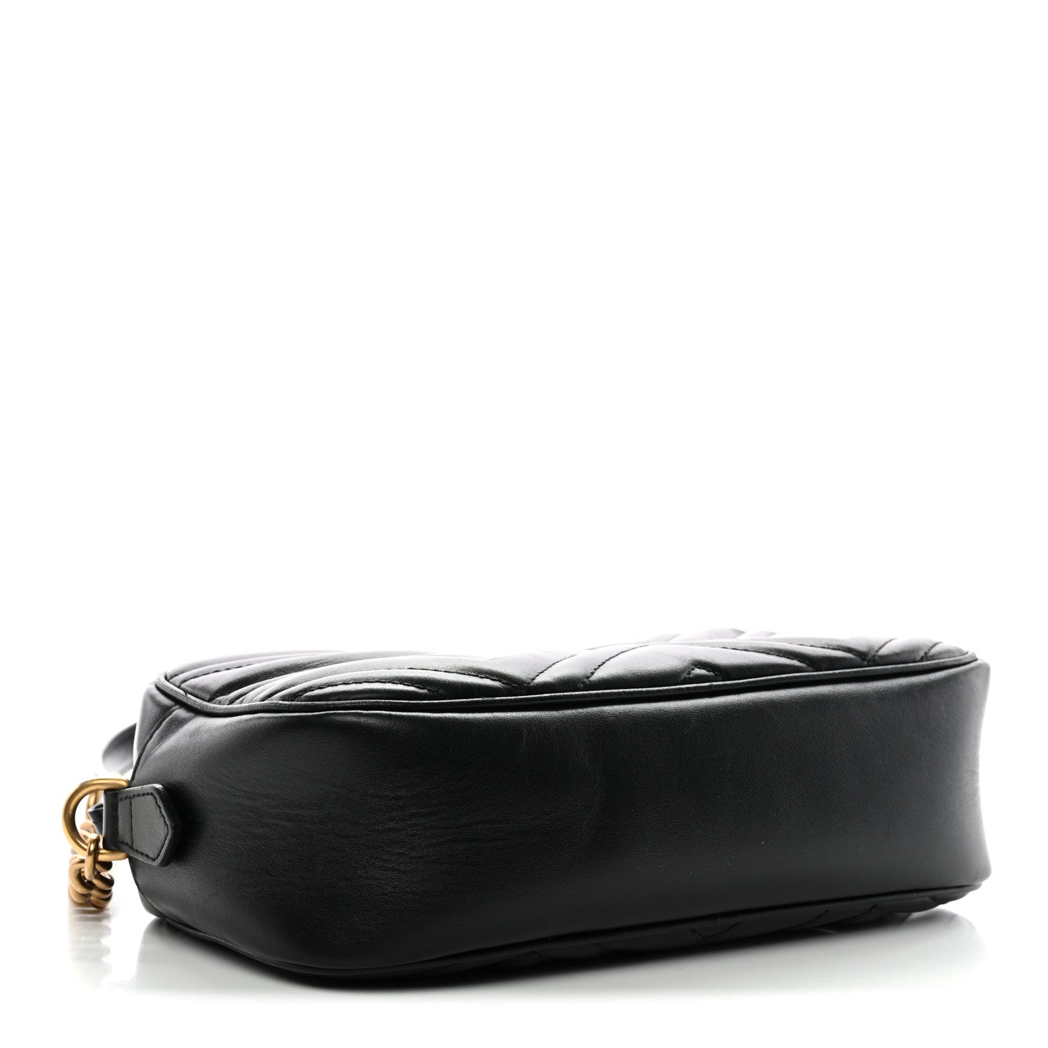 Gucci Calfskin Matelasse Small GG Marmont Chain Shoulder Bag Black