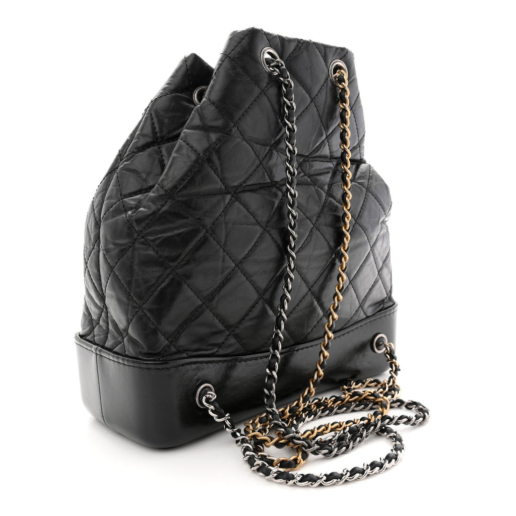 Chanel Aged Calfskin Quilted Small Gabrielle Backpack Black
