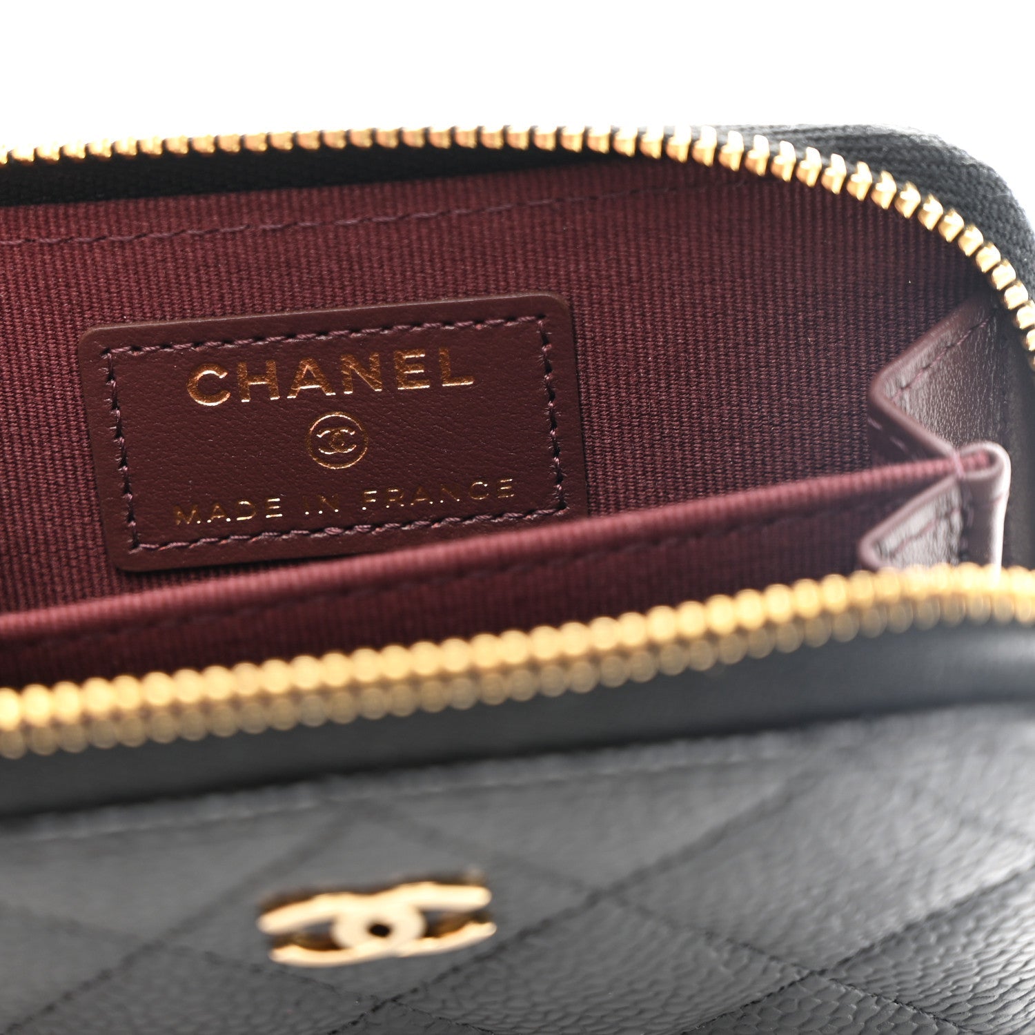 Caviar Quilted Zip Coin Purse Black