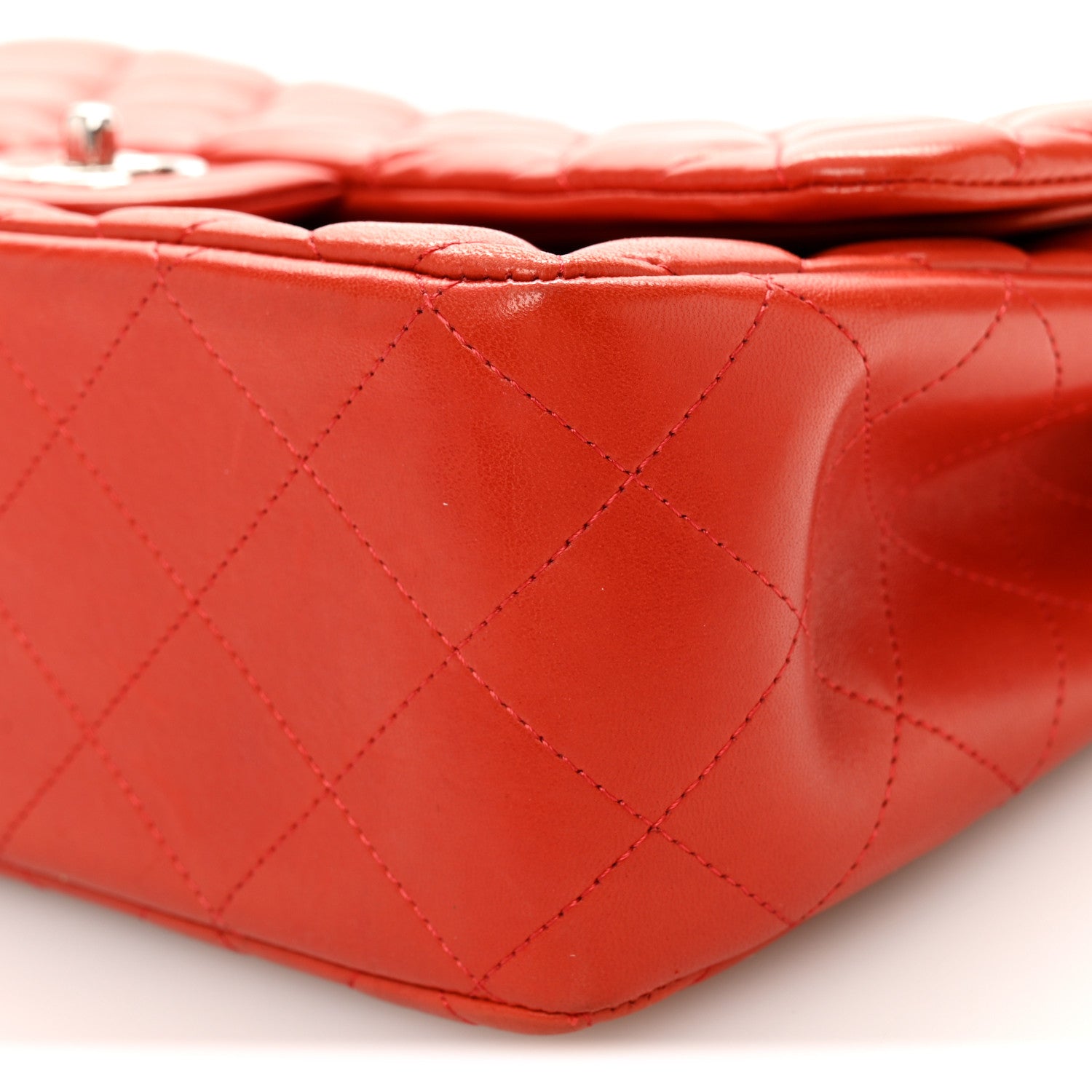 Chanel Lambskin Quilted Jumbo Double Flap Red