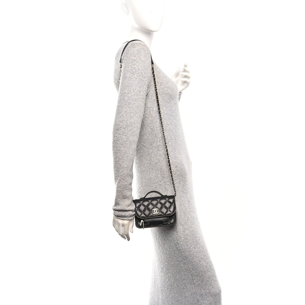 Chanel Caviar Quilted Business Affinity Clutch With Chain Black