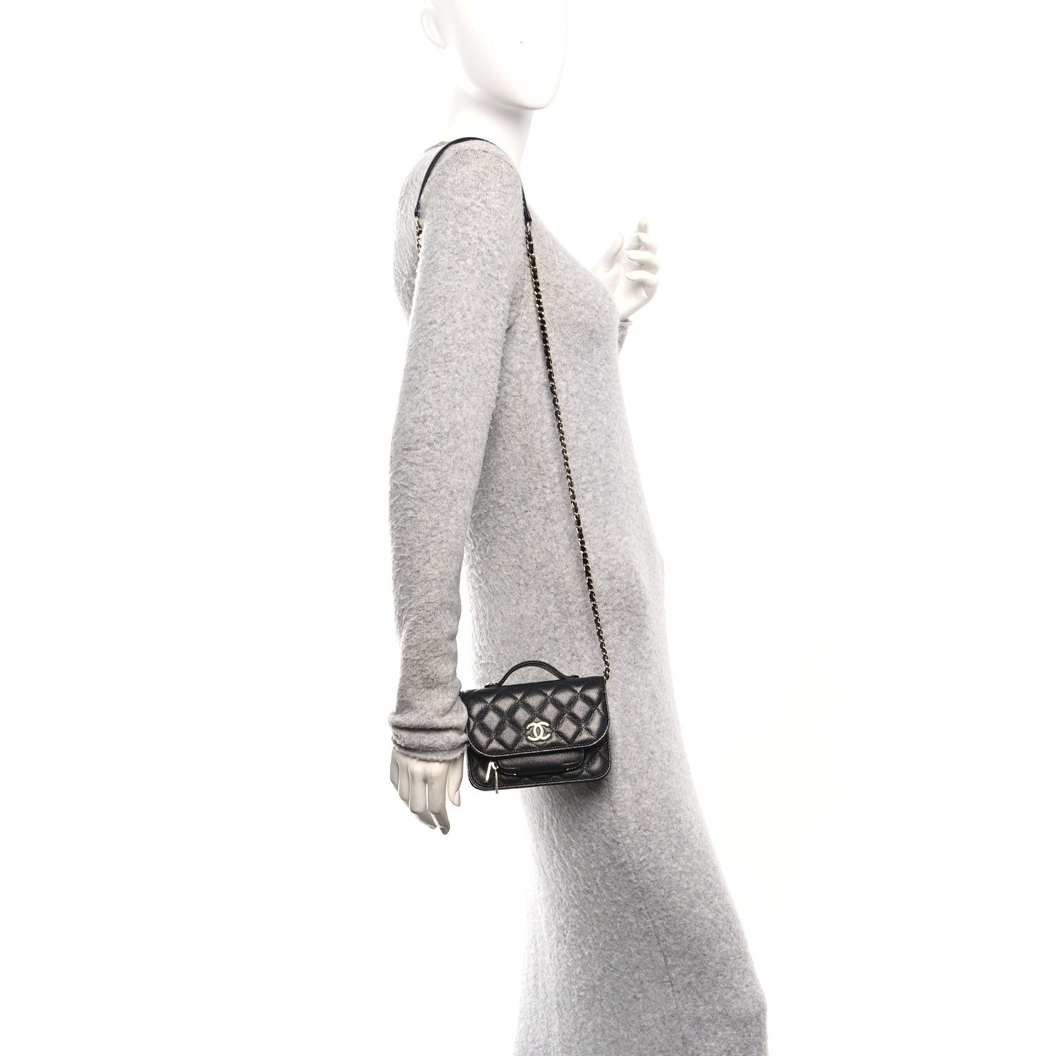 Chanel Caviar Quilted Business Affinity Clutch With Chain Black