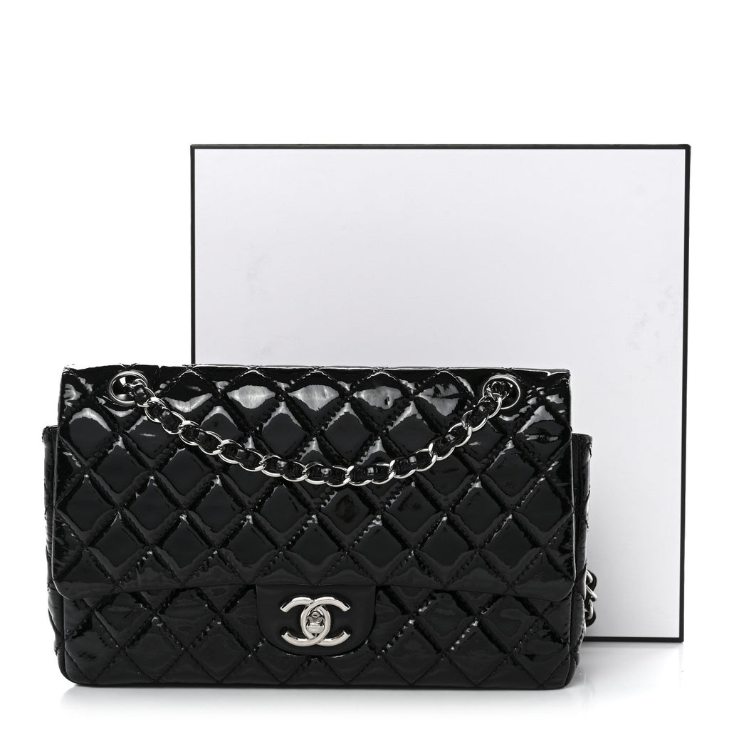Chanel Patent Quilted Medium Double Flap Black