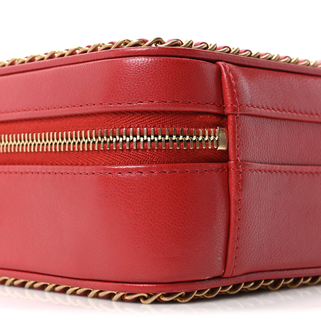 Chanel Goatskin Quilted Small CC Filigree Vanity Case Red