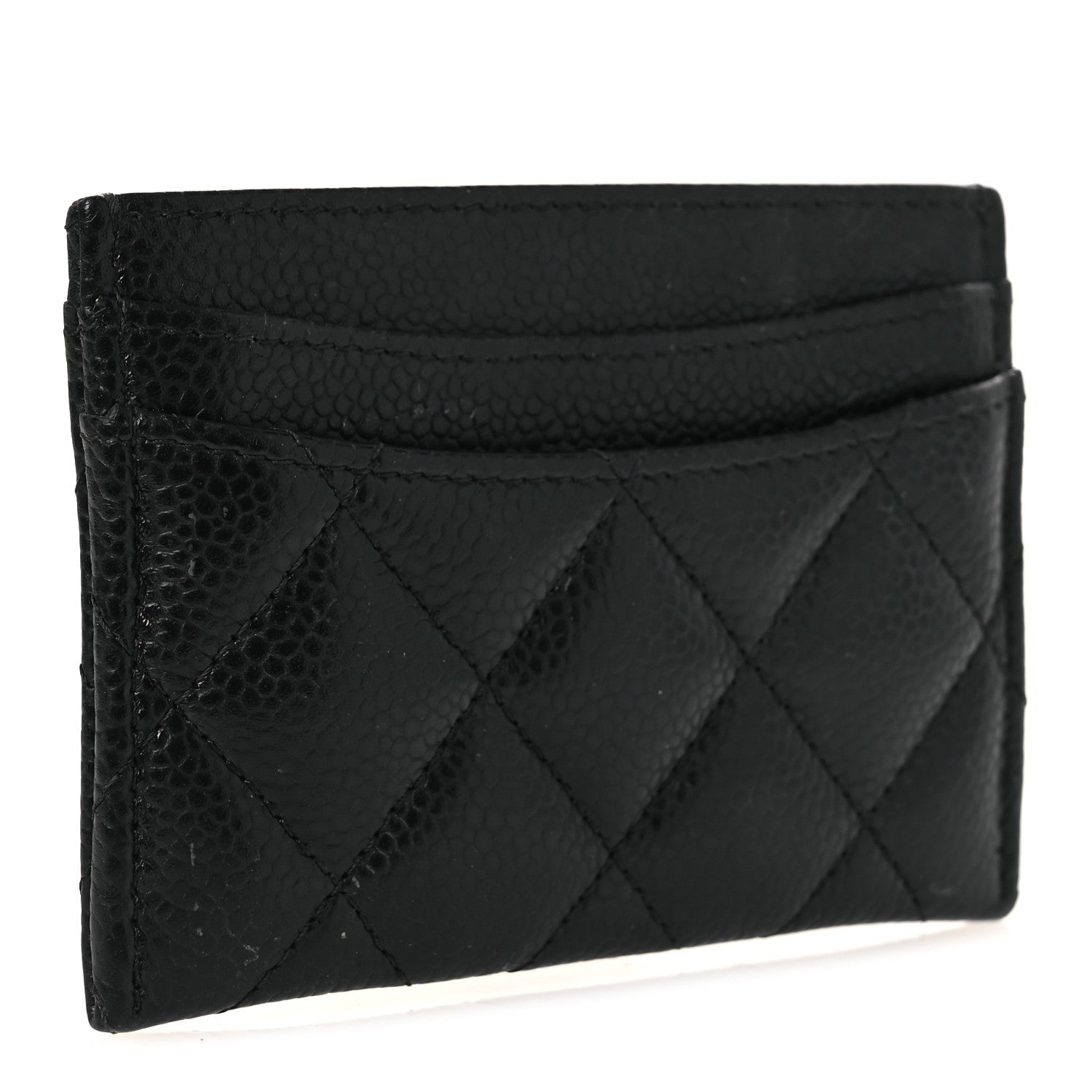 Caviar Quilted Card Holder Black