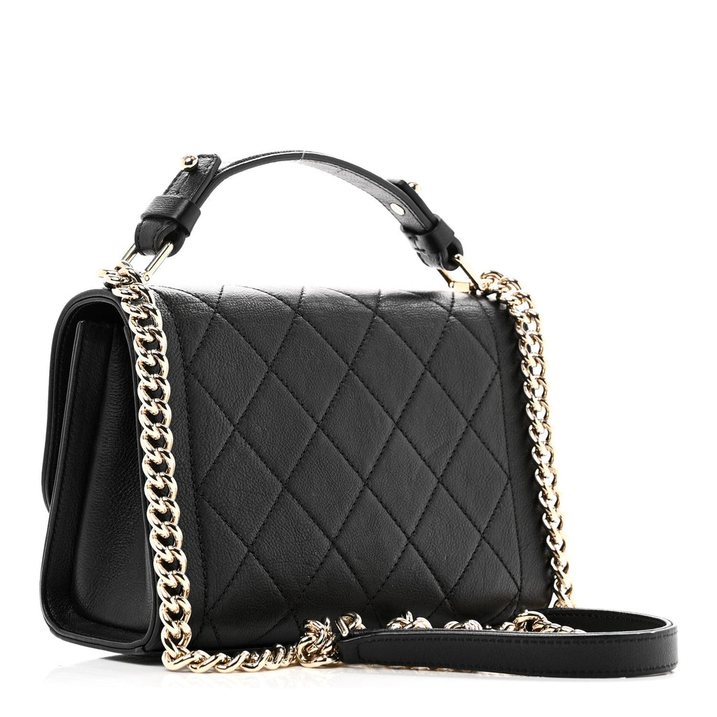 Chanel Grained Calfskin Quilted Small Label Click Flap Bag Black