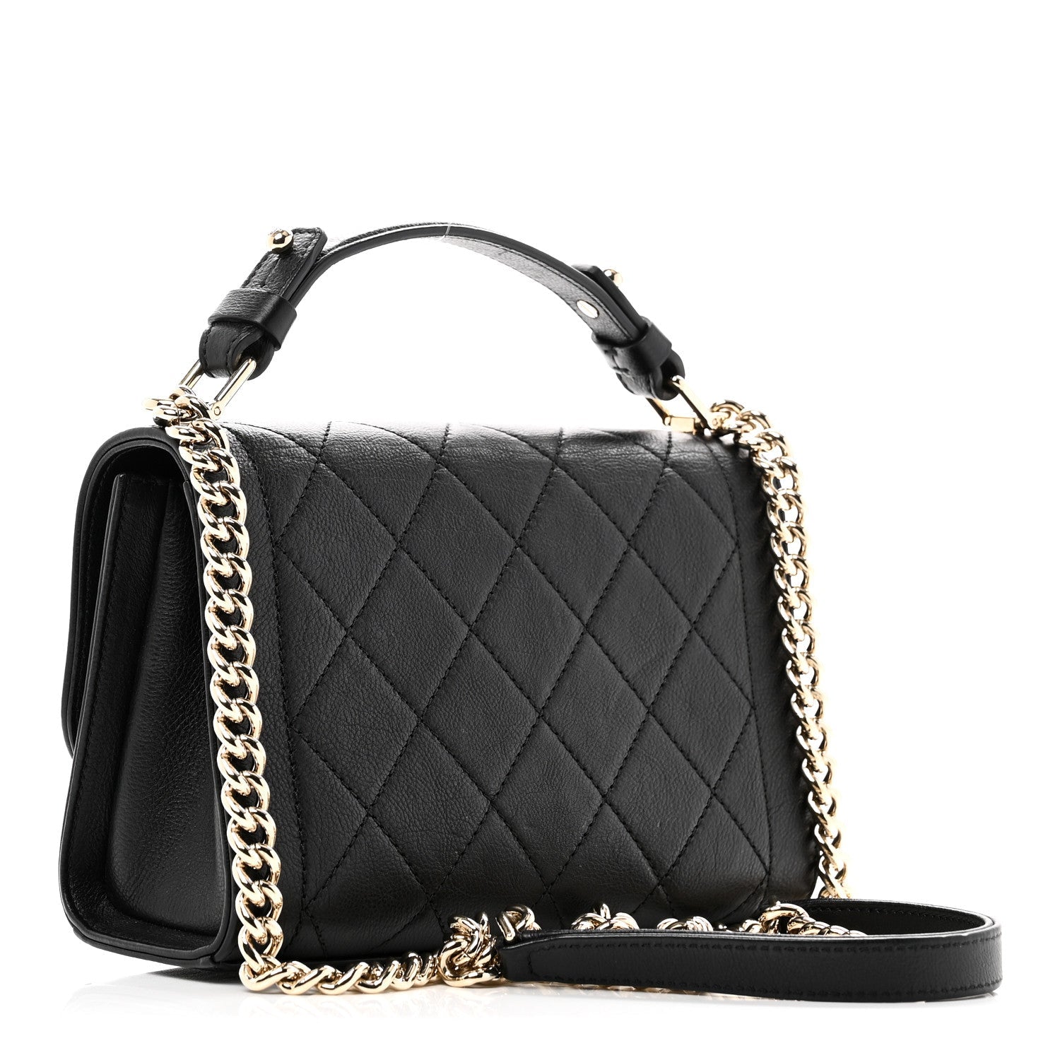 Chanel Grained Calfskin Quilted Small Label Click Flap Bag Black