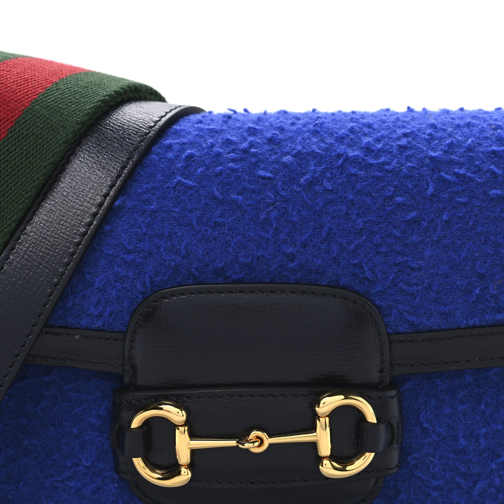 Gucci Casy Wool Azalea Calfskin Mini Horsebit 1955 Shoulder Bag Blue China